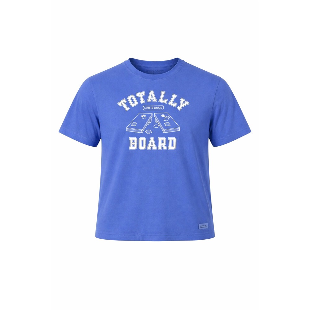 Life is Good Totally‎ Board Crusher Tee L Blue Cornhole Graphic T-Shirt Boxy Fit